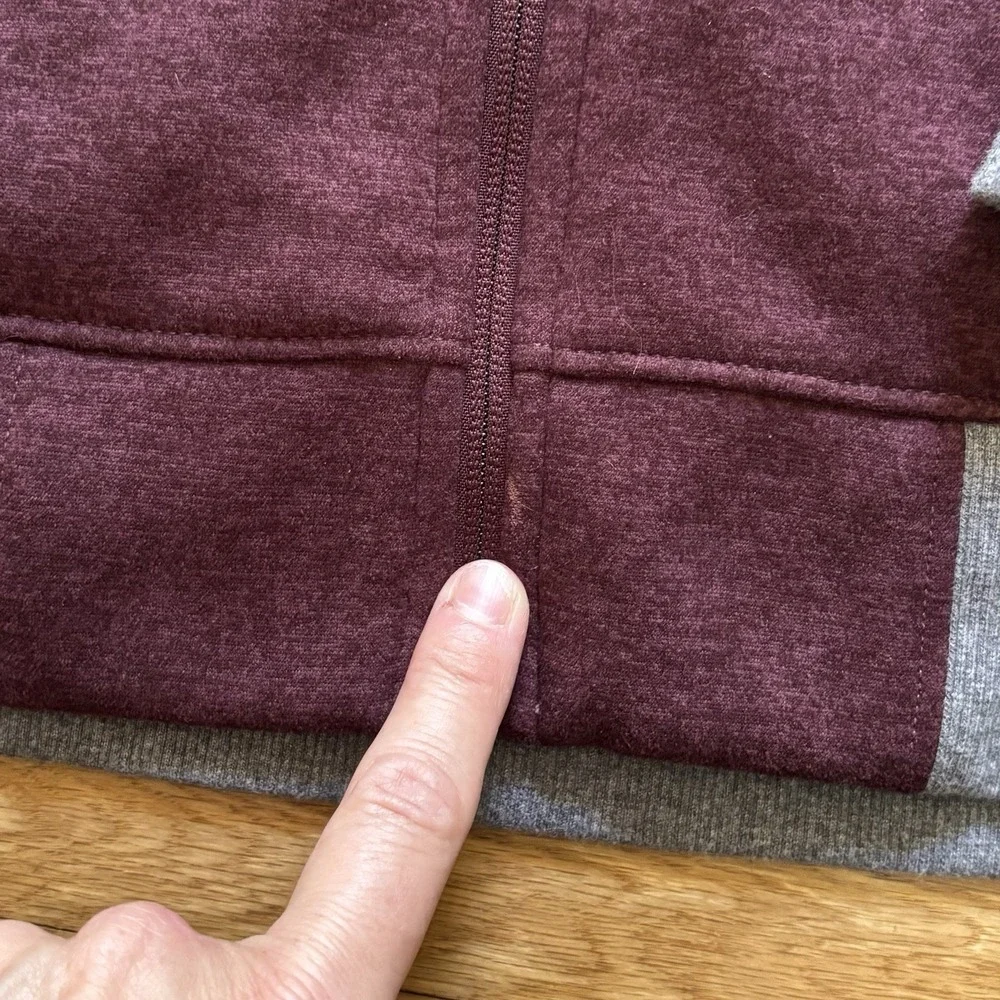 The North Face Hoodie Men's XXL Full Zip Outdoor Gorpcore Hiking Burgundy Gray‎